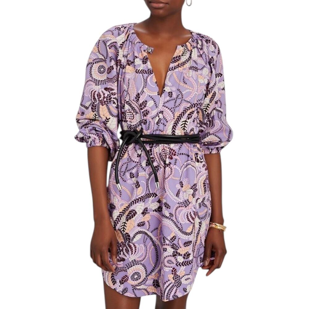 A.L.C. Rosanna Purple Paisley Print Cotton Mini Dress Women’s Size 6